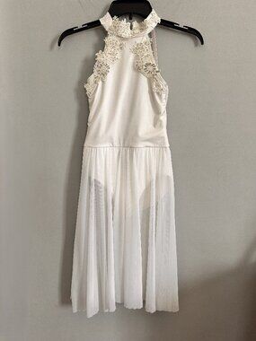 Weissman 10794 White Lyrical Contemporary Power Mesh Dress Costume MC
